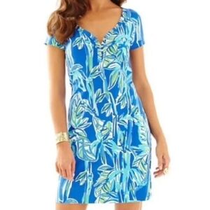 Lilly Pulitzer Blue Green Bamboom Print Palmira Dress
